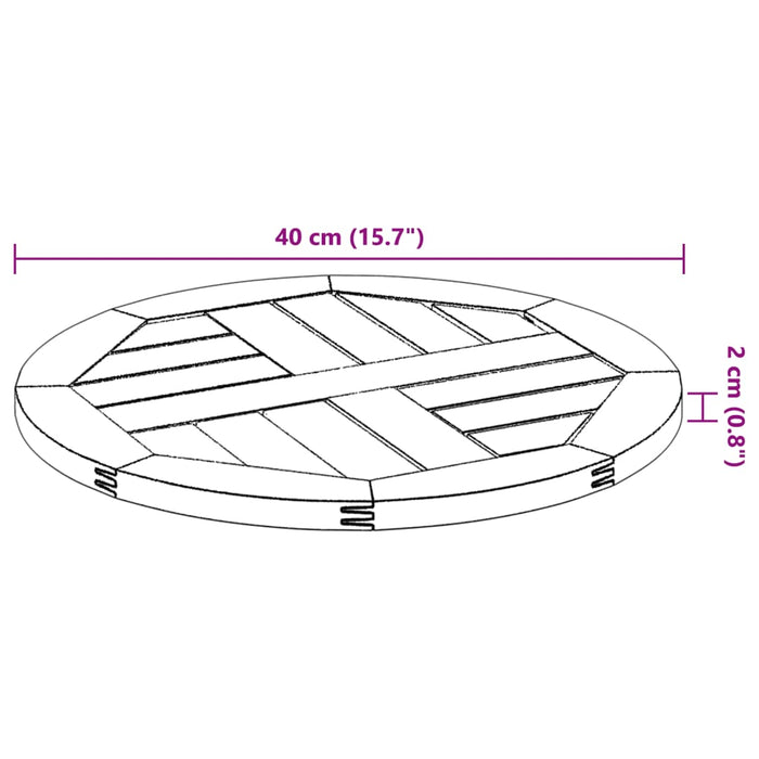 Piano per Tavolo Ø40x2 cm Rotondo in Legno Massello di Acacia 4004246