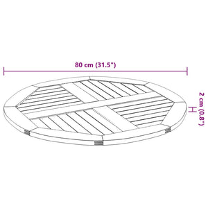 Piano per Tavolo Ø80x2,2 cm Rotondo in Legno Massello di Acacia 4004250