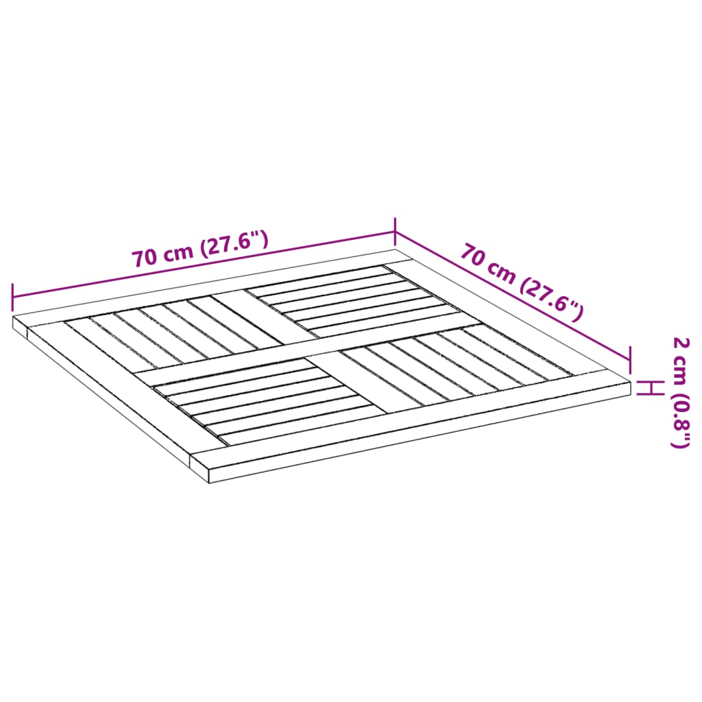 Piano per Tavolo 70x70x2 cm Quadrato Legno Massello di Faggio 4004255