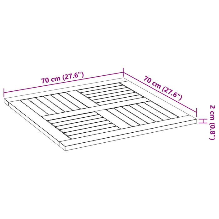 Piano per Tavolo 70x70x2 cm Quadrato Legno Massello di Faggio 4004255