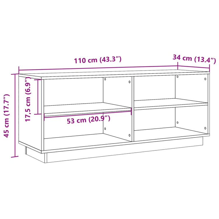 Scarpiera Marrone Cera 110x34x45 cm in Legno Massello di Pino 847123