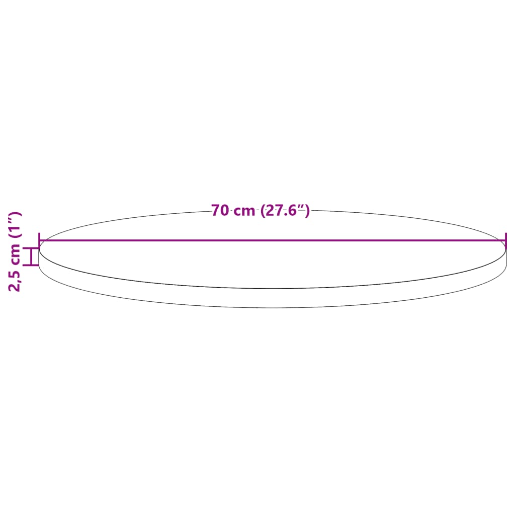 Piano Tavolo Rotondo Marrone Cera Ø70x2,5cm Legno Massello Pino 847128