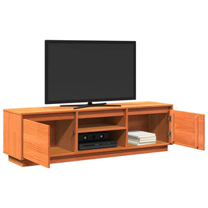 Mobile TV Marrone Cera 140x35x40 cm in Legno Massello di Pino 847131