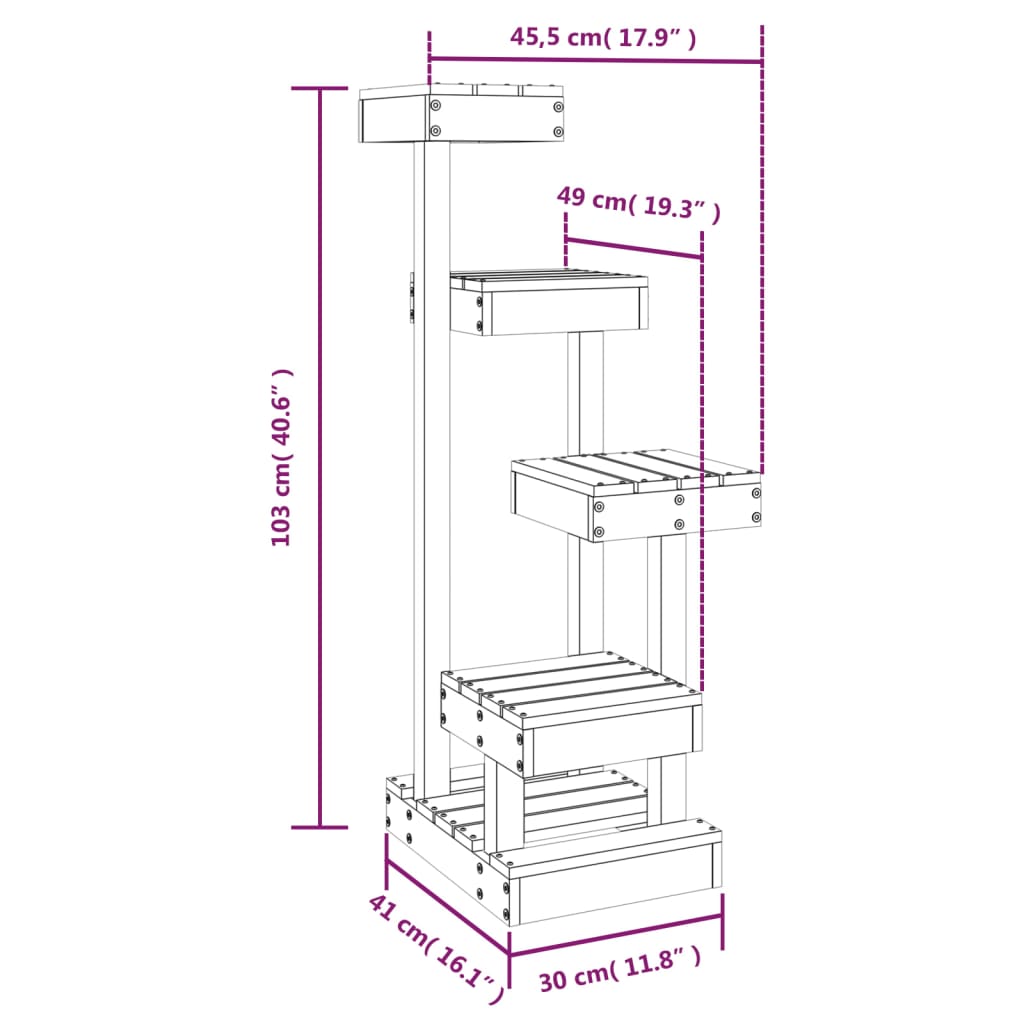 Albero per Gatti Marrone Cera 45,5x49x103 cm in Legno di Pino 847132