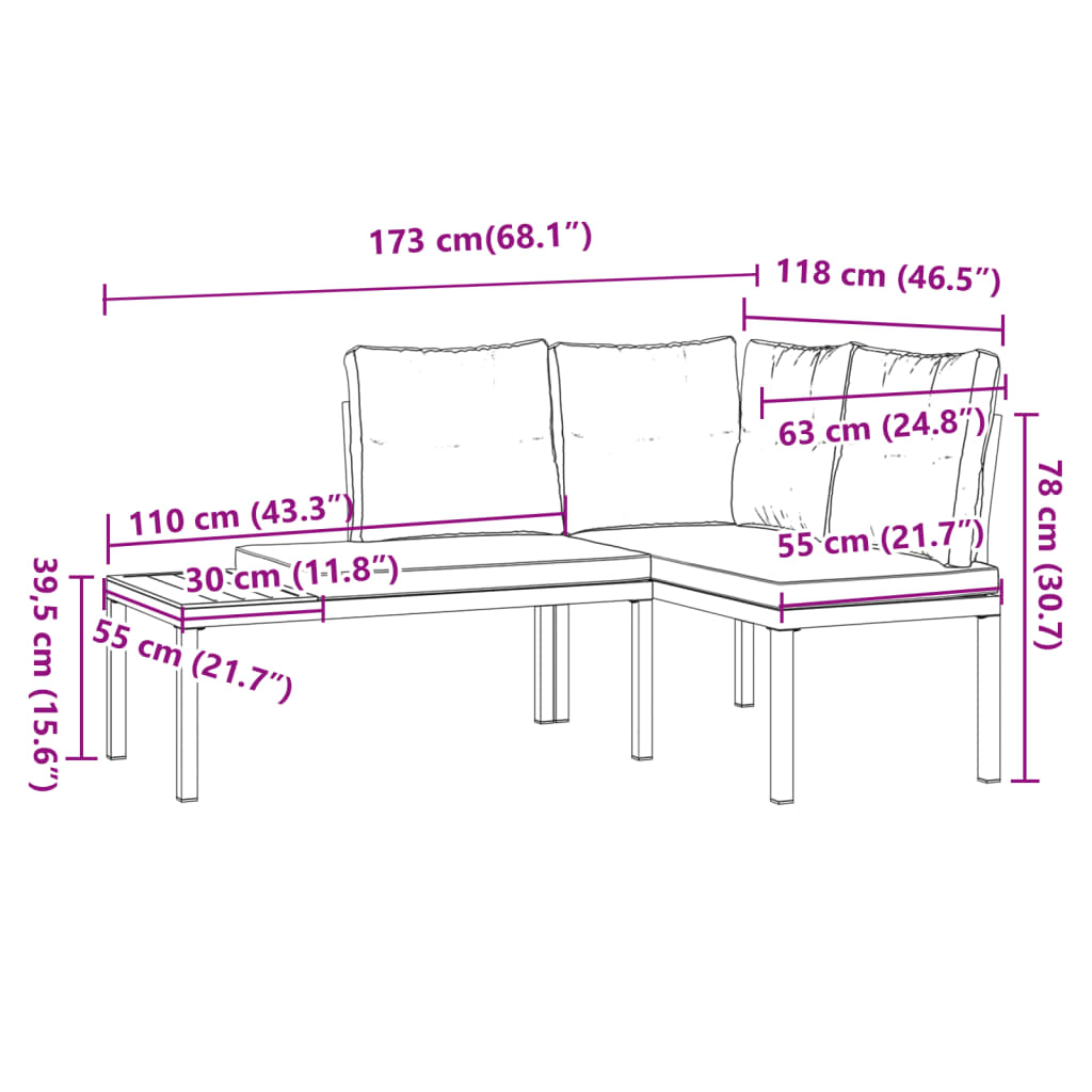 Panche Giardino con Cuscini 2pz Nere Acciaio Verniciato Polvere 4008565