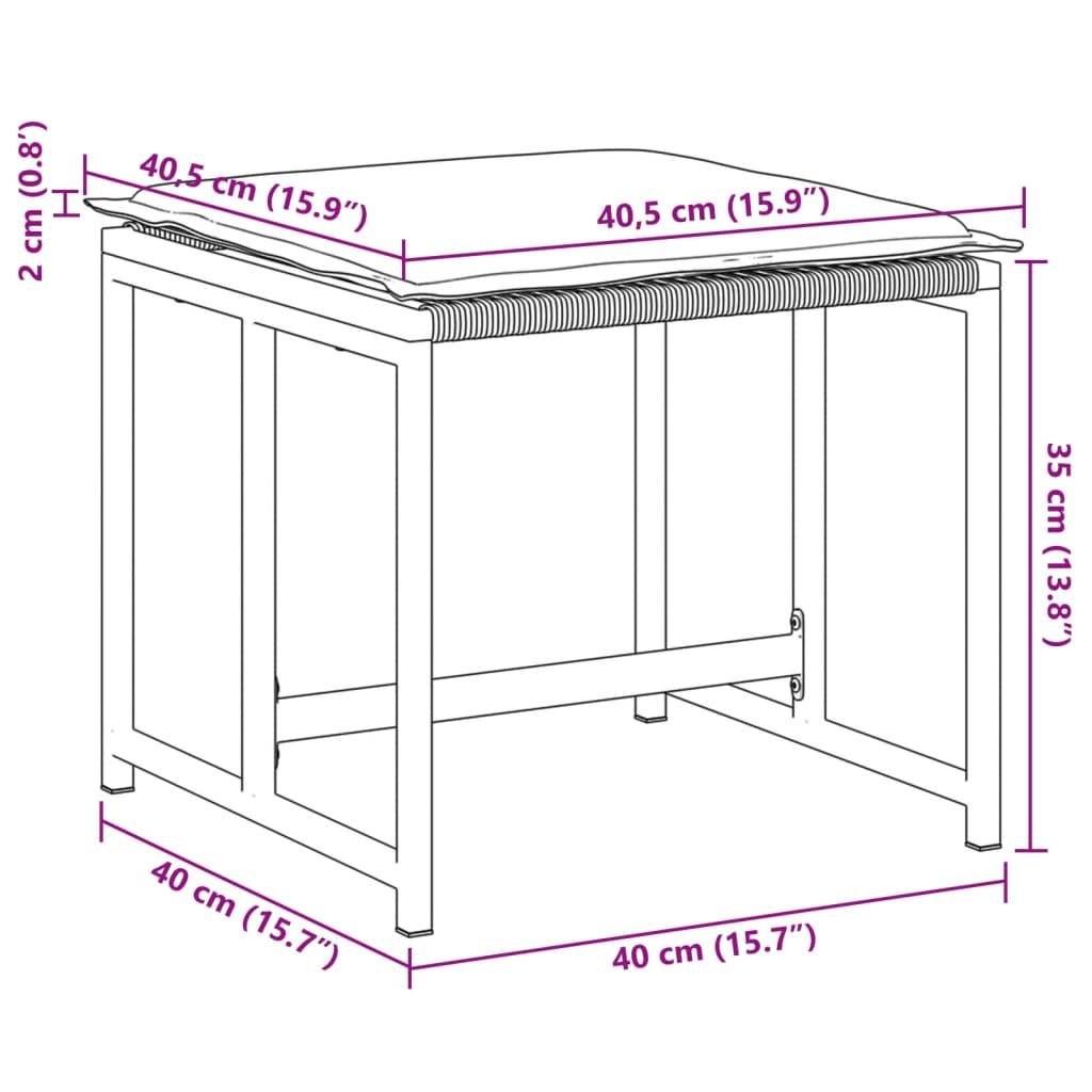 Sgabelli da Giardino con Cuscini 4 pz Neri in Polyrattan 4008576