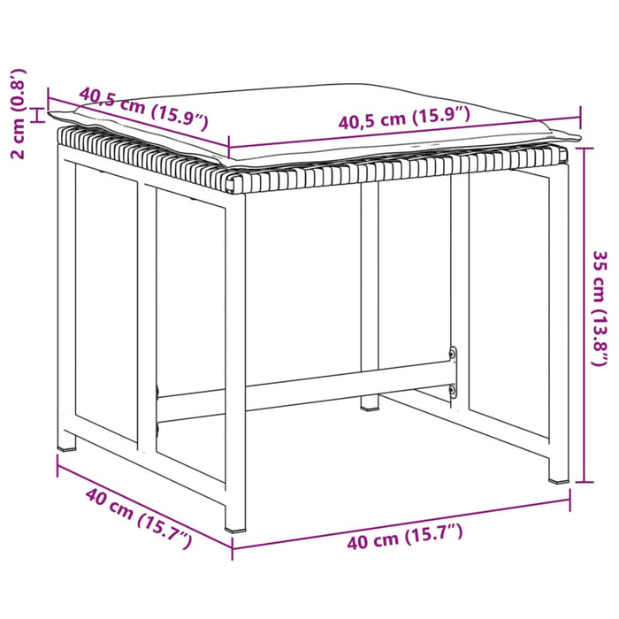 Sgabelli da Giardino con Cuscini 4 pz Neri in Polyrattan 4008582