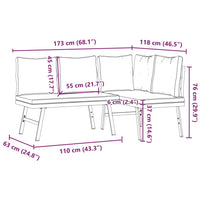 Panche Giardino con Cuscini 2pz Nere Acciaio Verniciato Polvere 4008105