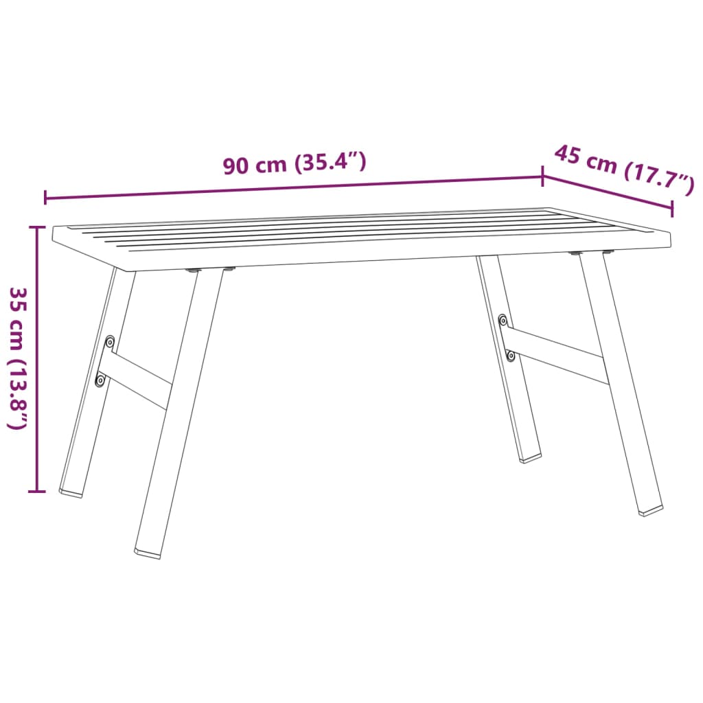 Tavolino da Giardino Nero 90x45x35cm Acciaio Verniciato Polvere 4008106