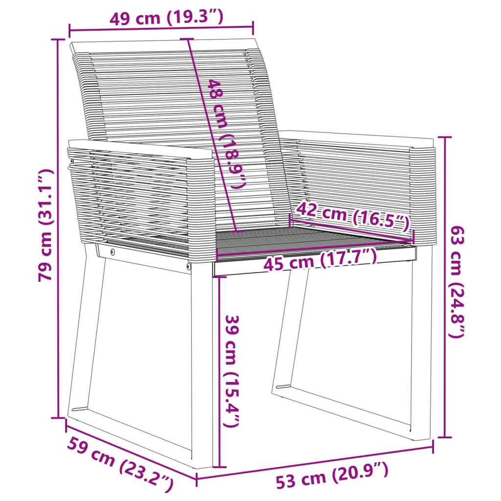 Sedie da Giardino Set 2 pz Polyrattan Nero 4008113