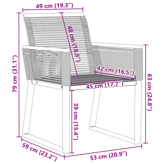 Sedie da Giardino Set 2 pz Polyrattan Nero 4008113