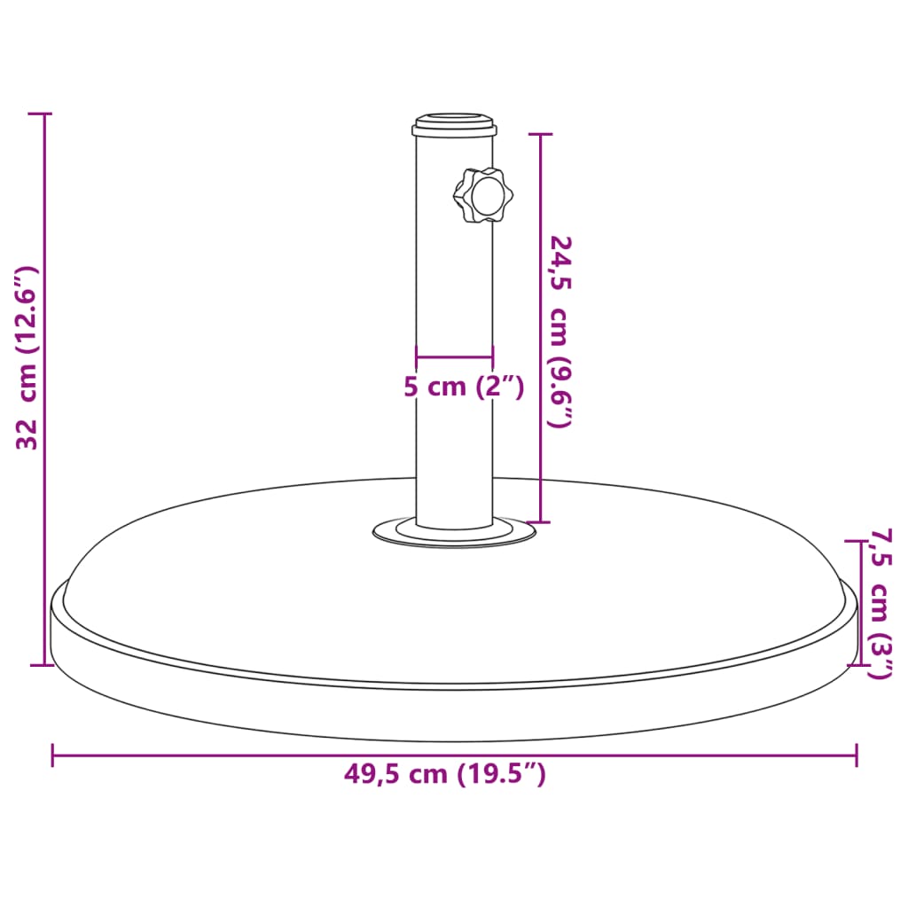 Base per Ombrellone per Pali Ø32/35/38 mm 25 kg Rotonda 368670