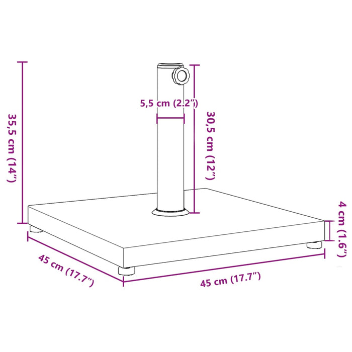 Base per Ombrellone per Pali Ø32/38/48 mm 18 kg Quadrata 368677