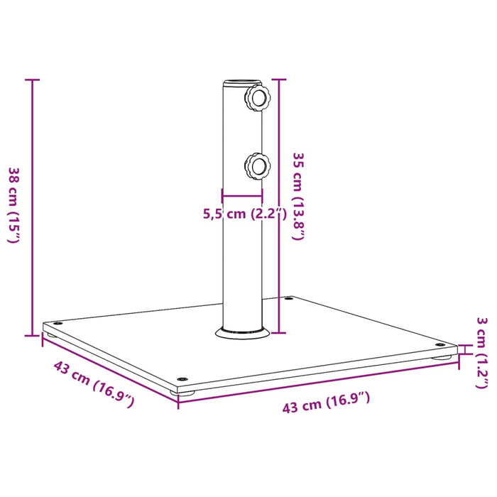 Base per Ombrellone per Pali Ø32/38/48 mm 17 kg Quadrata 368680