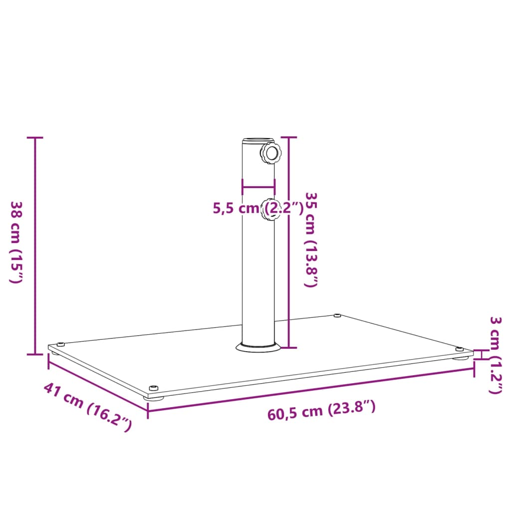 Base per Ombrellone per Pali Ø32/38/48 mm 15 kg Rettangolare 368683