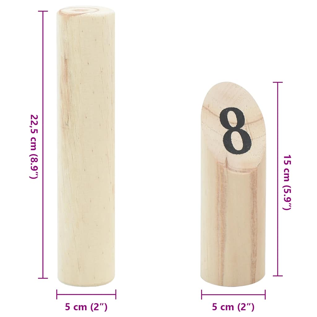 Set Gioco Kubb Numerici 13pz con Custodia Legno Massello Pino 4008440