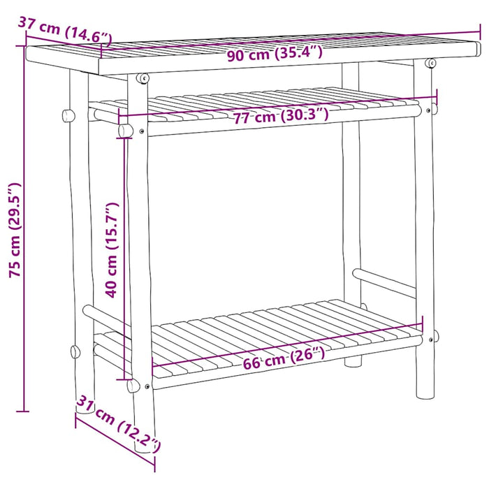 Tavolo Consolle 90x37x75 cm in Bambù 368040