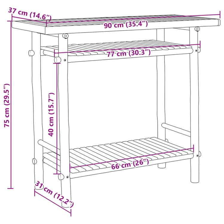 Tavolo Consolle 90x37x75 cm in Bambù 368040