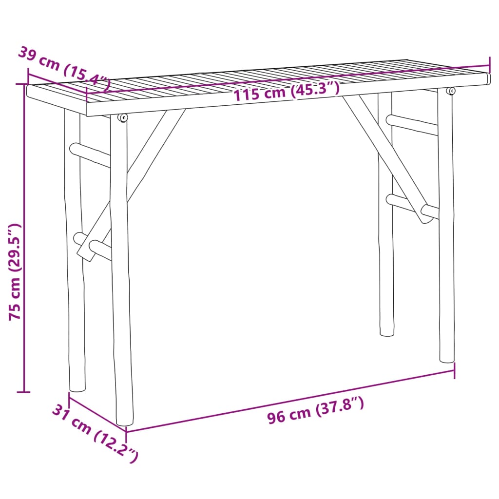 Tavolo Consolle 115x39x75 come in Bambù 368041