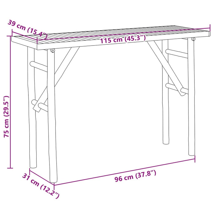 Tavolo Consolle 115x39x75 come in Bambù 368041