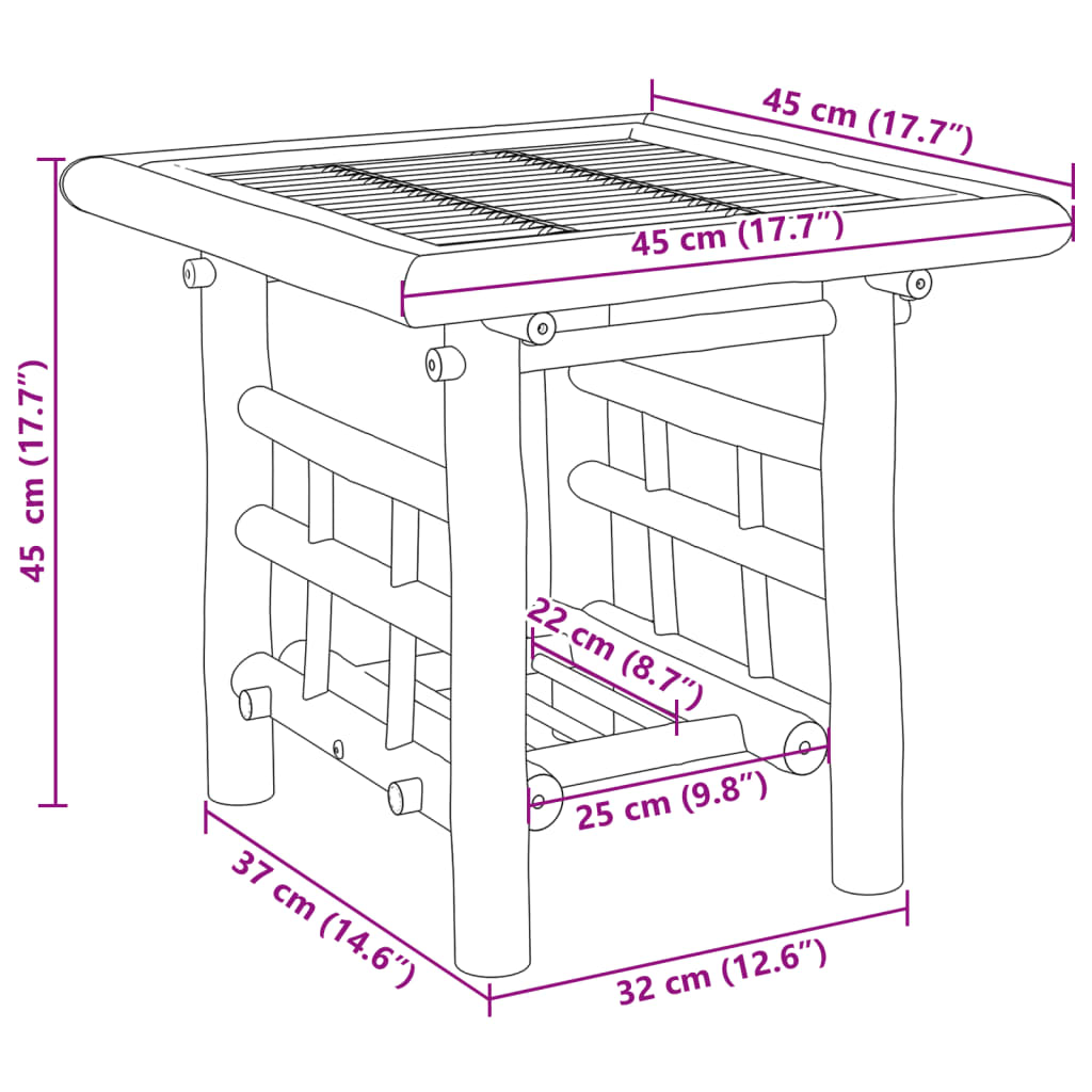 Tavolino 45x45x45 cm in Bambù 368044