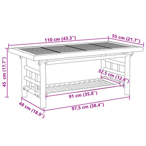 Tavolino da Salotto 110x55x45 cm in Bambù 368046