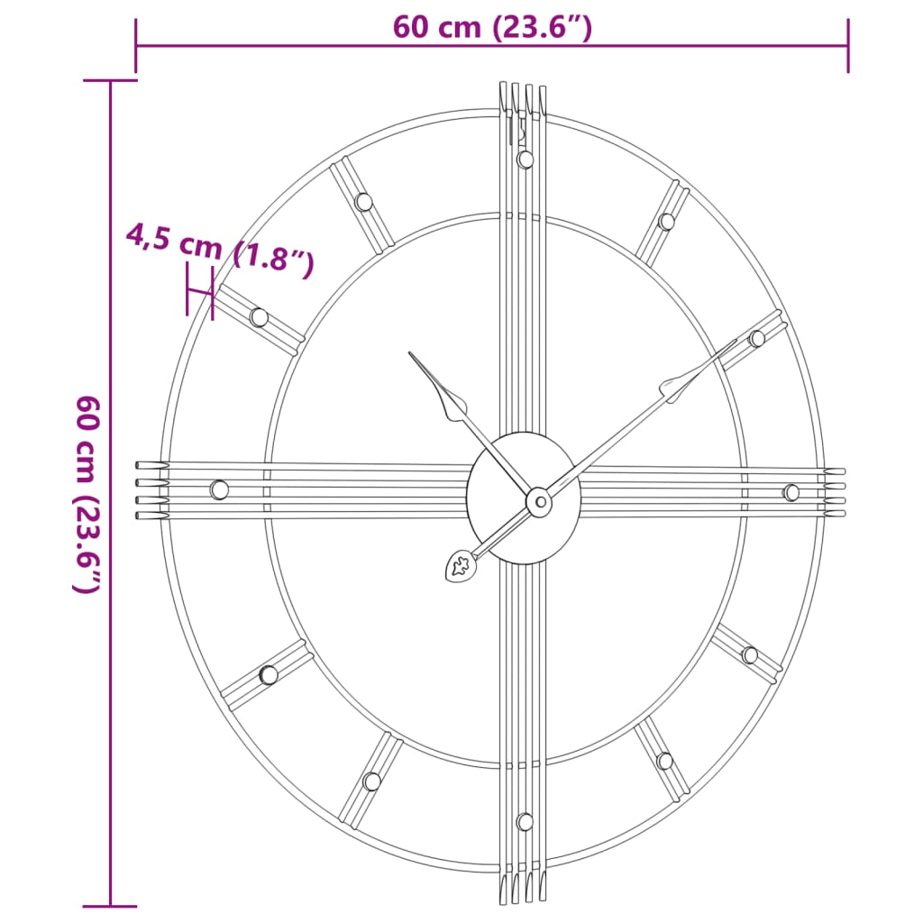 Orologio da Parete Nero Ø60 cm in Ferro 4008410