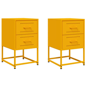 Comodini 2 pz Giallo Senape 36x39x60,5 cm in Acciaio 846465