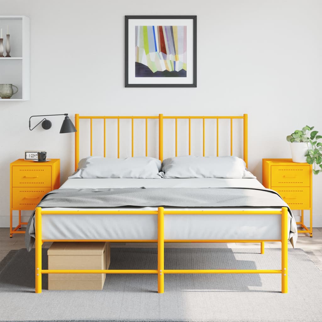 Comodini 2 pz Giallo Senape 36x39x60,5 cm in Acciaio 846465