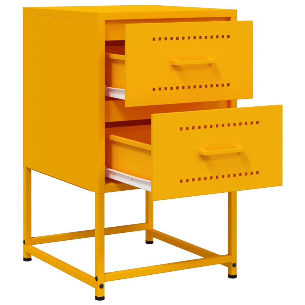 Comodini 2 pz Giallo Senape 36x39x60,5 cm in Acciaio 846465