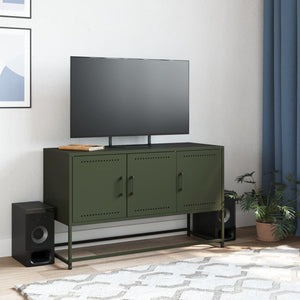 Mobile TV Verde Oliva 100,5x39x60,5 cm in Acciaio 846480