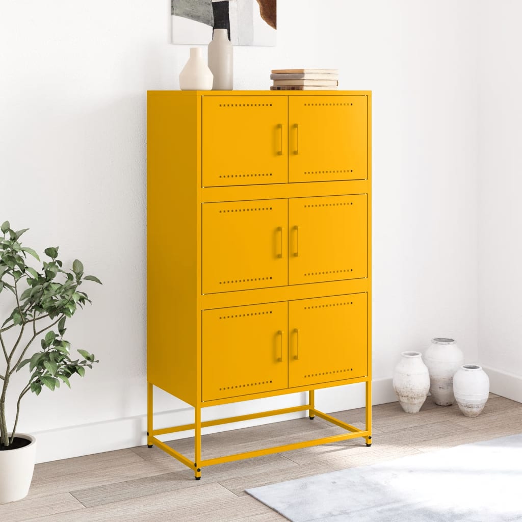 Credenza Giallo Senape 68,5x38,5x123,5 cm in Acciaio 846491