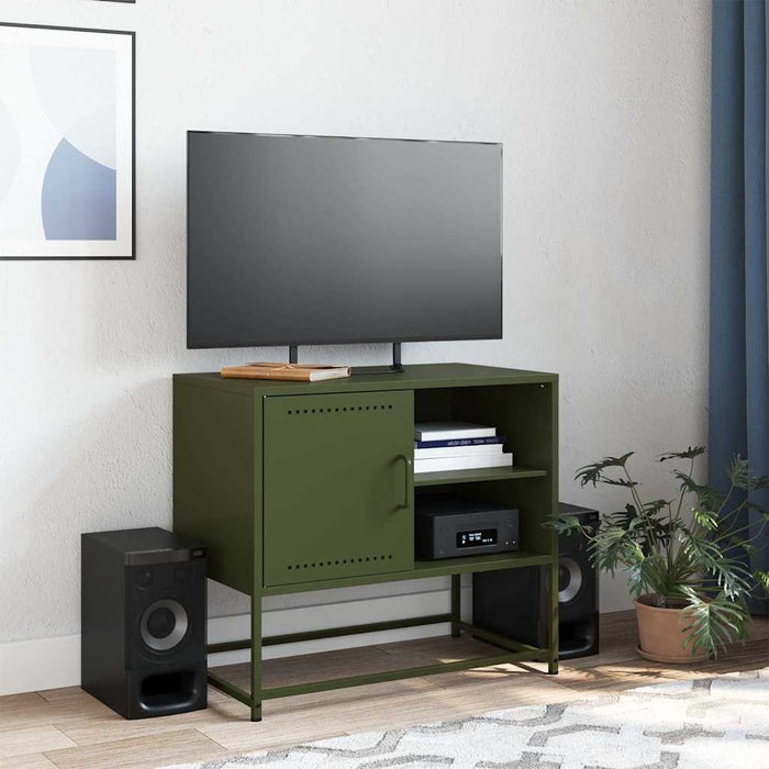 Mobile TV Verde Oliva 68x39x60,5 cm in Acciaio 846522