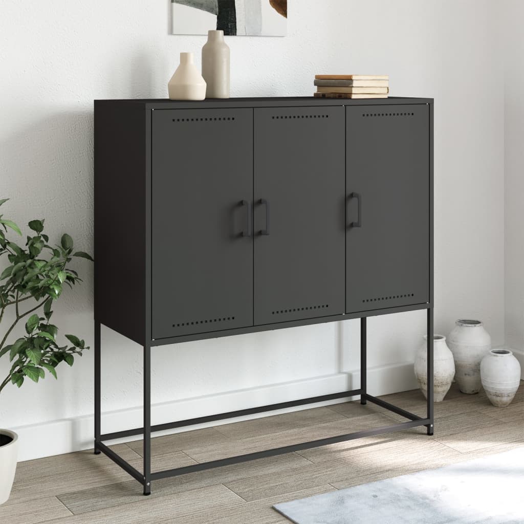 Credenza Nera 100,5x39x107 cm in Acciaio 846536