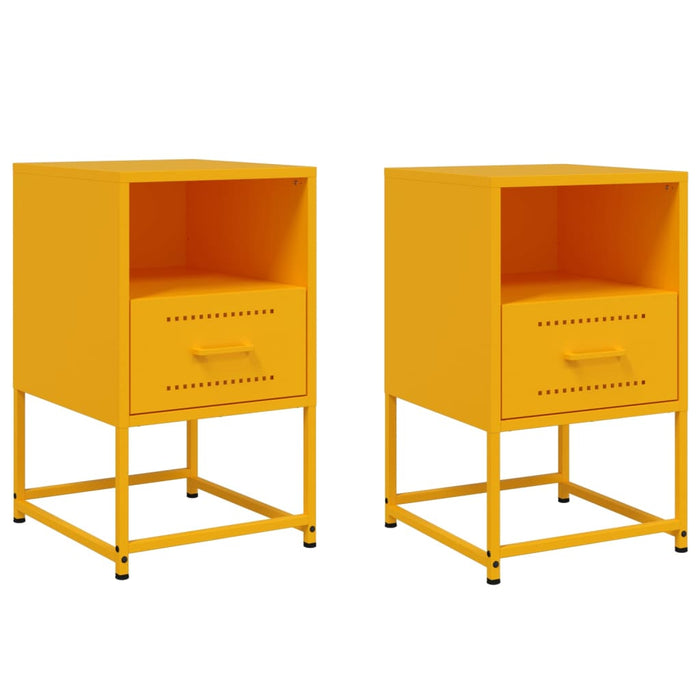 Comodini 2 pz Giallo Senape 36x39x60,5 cm in Acciaio 846561