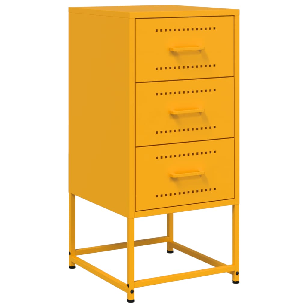 Comodini 2 pz Giallo Senape 36x39x78 cm in Acciaio 846585