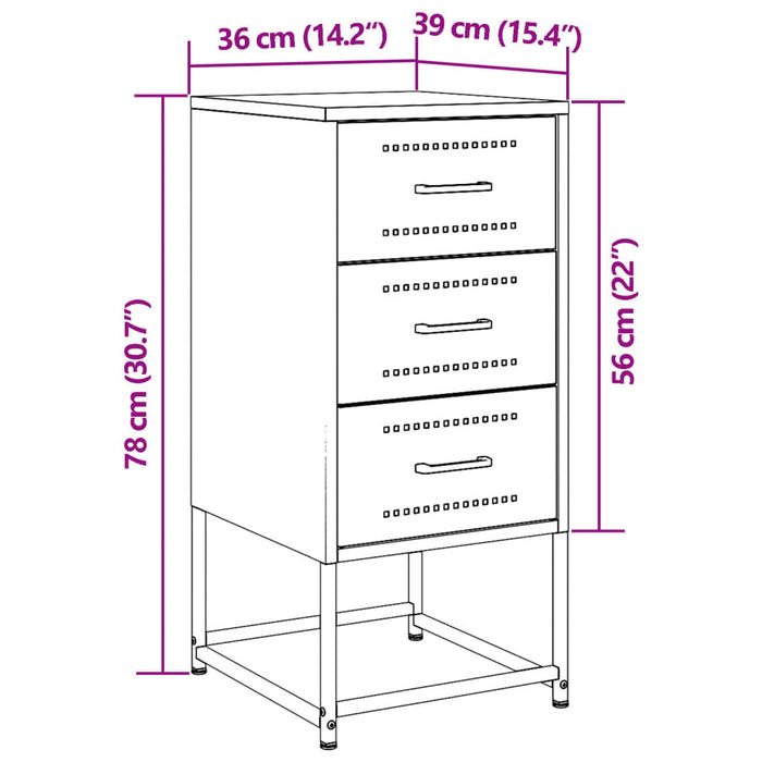 Comodini 2 pz Giallo Senape 36x39x78 cm in Acciaio 846585