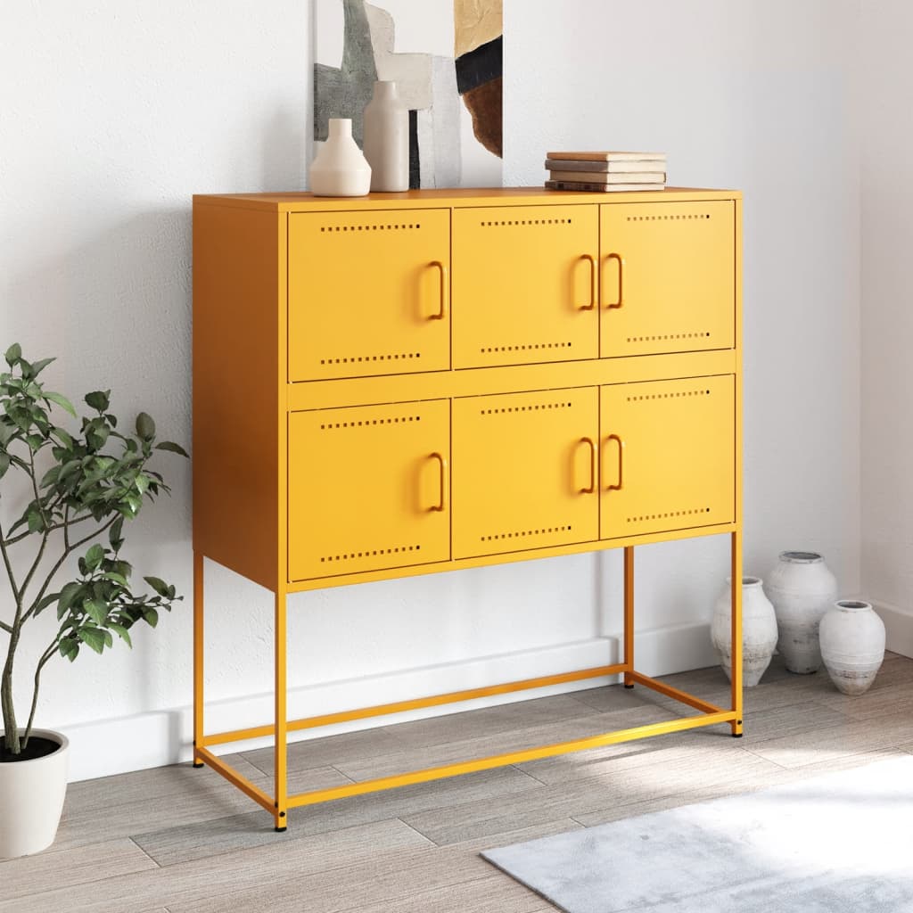 Credenza Giallo Senape 100,5x39x107 cm in Acciaio 846599