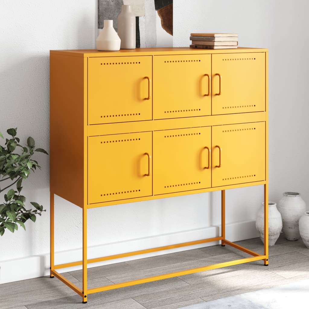 Credenza Giallo Senape 100,5x39x107 cm in Acciaio 846599