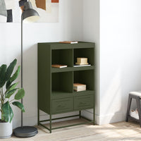 Credenza Verde Oliva 68,5x39x111,5 cm Acciaio Laminato a Freddo 846606