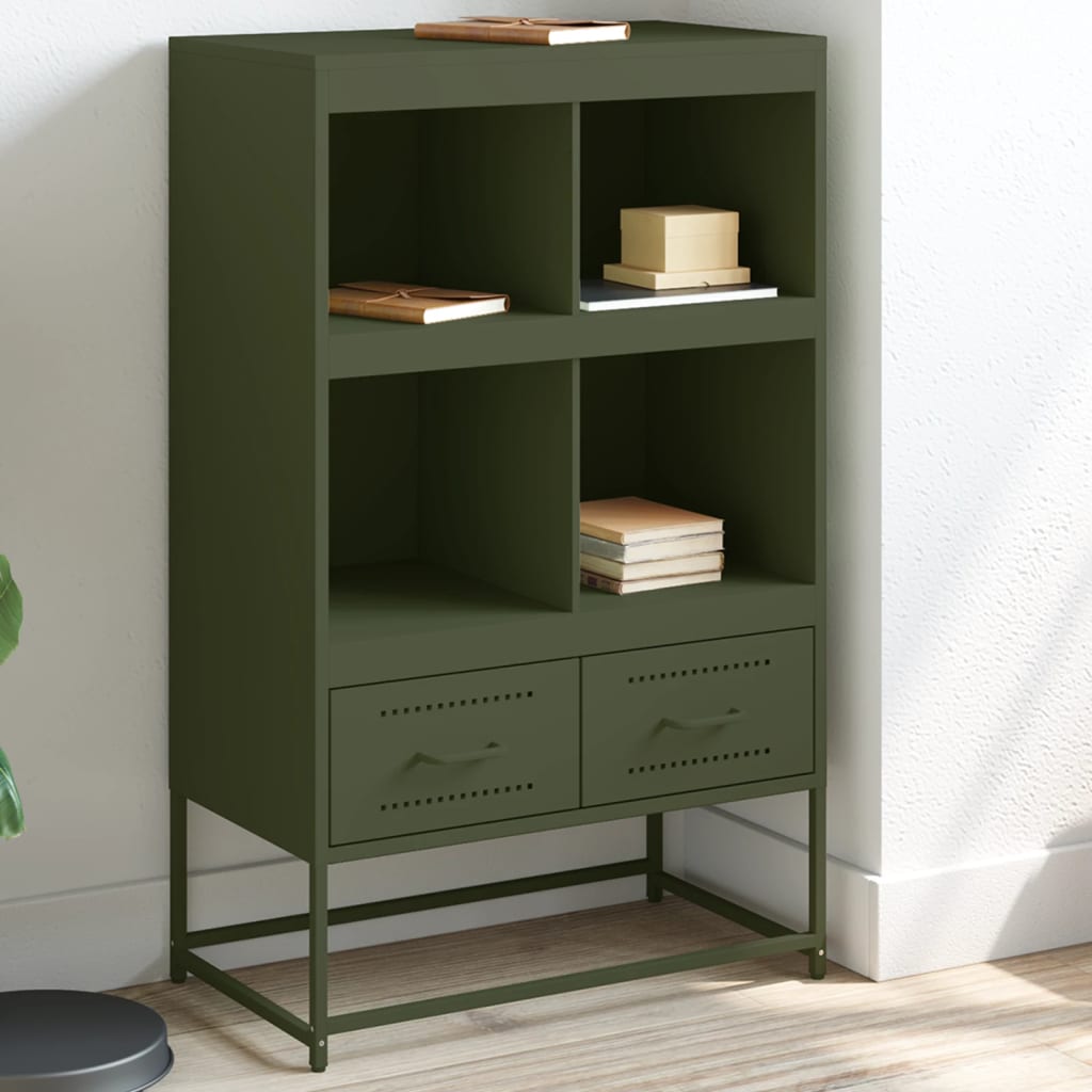 Credenza Verde Oliva 68,5x39x111,5 cm Acciaio Laminato a Freddo 846606