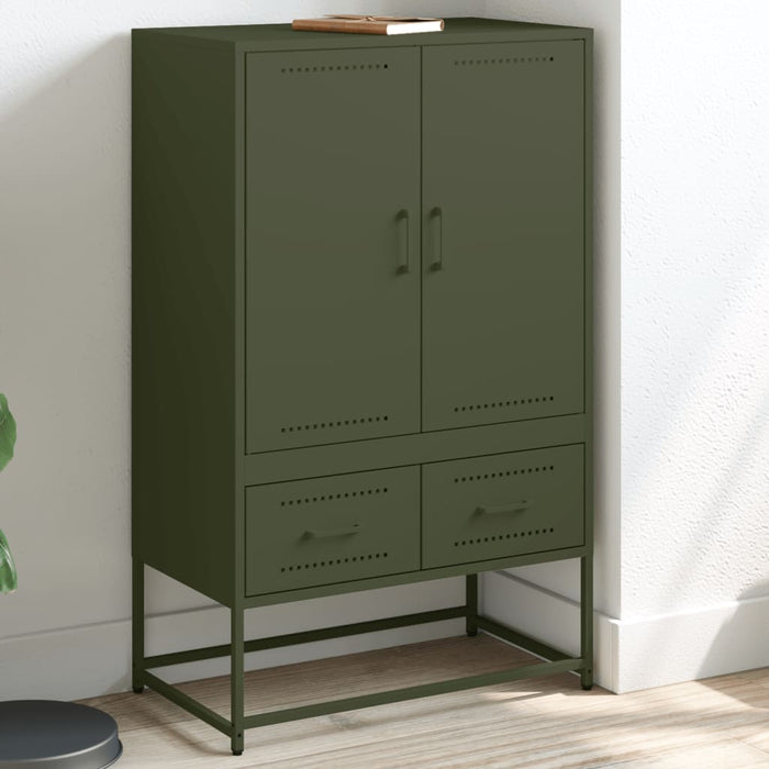 Credenza Verde Oliva 68x39x111,5 cm Acciaio Laminato a Freddo 846612