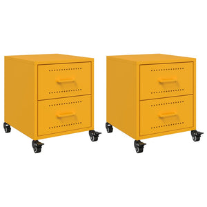 Comodini 2 pz Giallo Senape 36x39x43,5 cm in Acciaio 846633