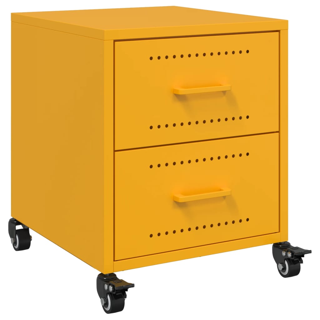 Comodini 2 pz Giallo Senape 36x39x43,5 cm in Acciaio 846633