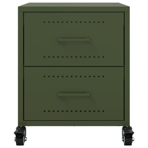 Comodino Verde Oliva 36x39x43,5 cm in Acciaio 846634