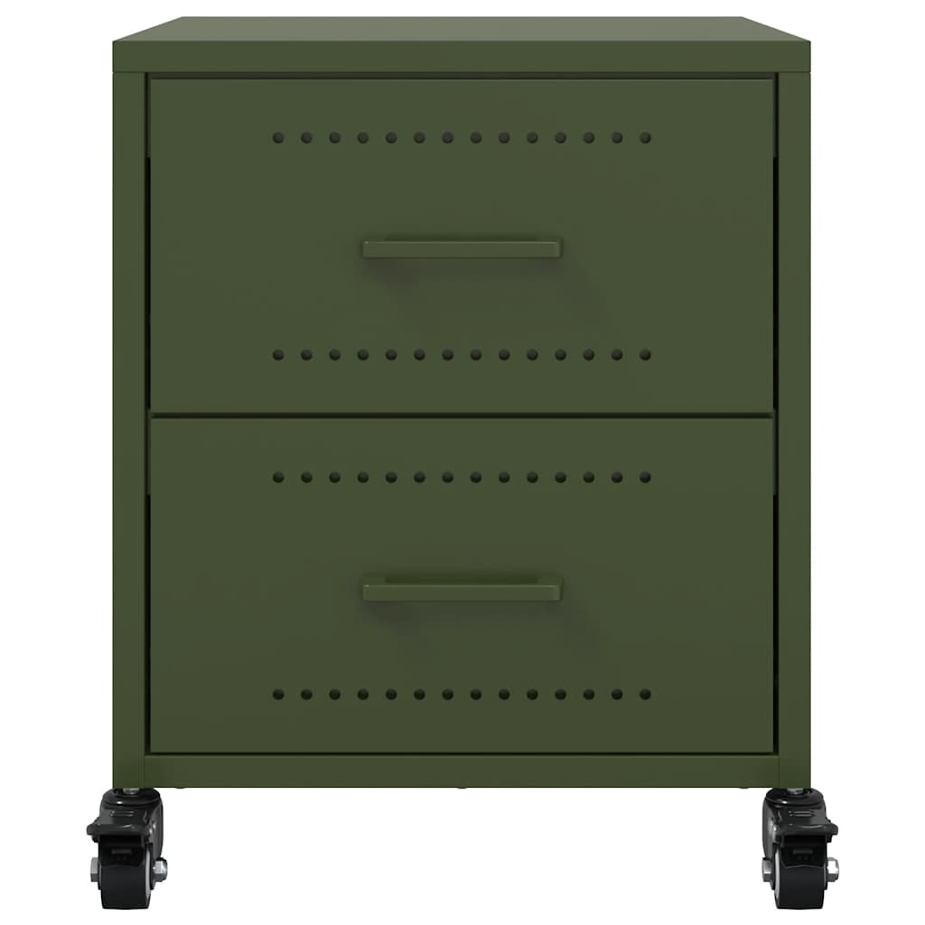 Comodini 2 pz Verde Oliva 36x39x43,5 cm in Acciaio 846635