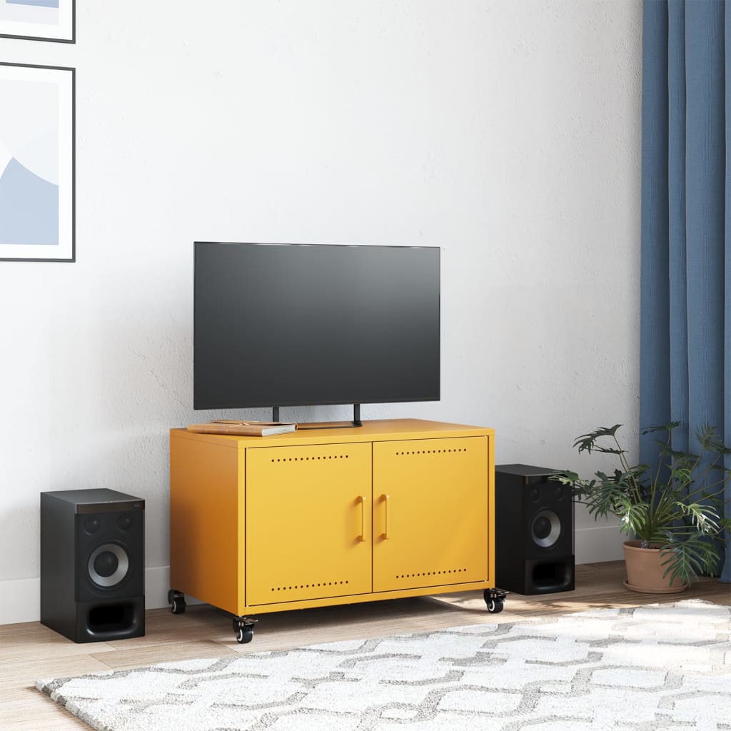 Mobile TV Giallo Senape 68x39x43,5cm Acciaio Laminato a Freddo 846641