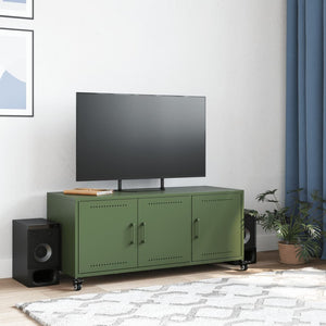 Mobile TV Verde Oliva 100,5x39x43,5cm Acciaio Laminato a Freddo 846648