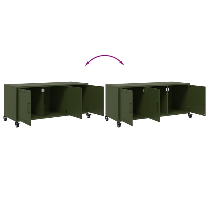 Mobile TV Verde Oliva 100,5x39x43,5cm Acciaio Laminato a Freddo 846648