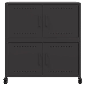 Credenza Nera 68x39x72 cm in Acciaio Laminato a Freddo 846650